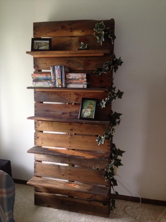 an open bookshelf, made from recycled wood. simple and classy.}