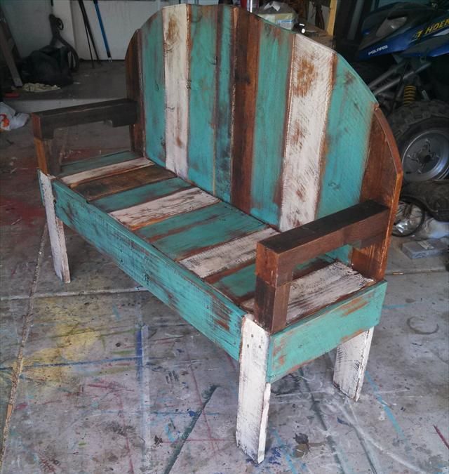  this pallet bench from etsy and shop name is upCycledreCreations