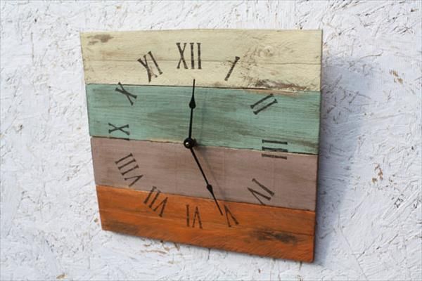 is very beautiful multicolor pallet clock designed using pallet wood ...