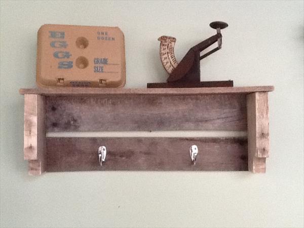 DIY Wood Pallet Shelf With Hooks  Pallet Furniture Plans