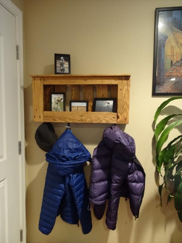 reestablished pallet shelf and coat rack