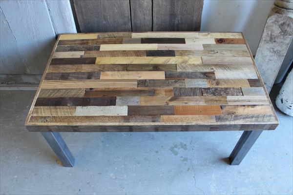 recycled pallet steel leg coffee table