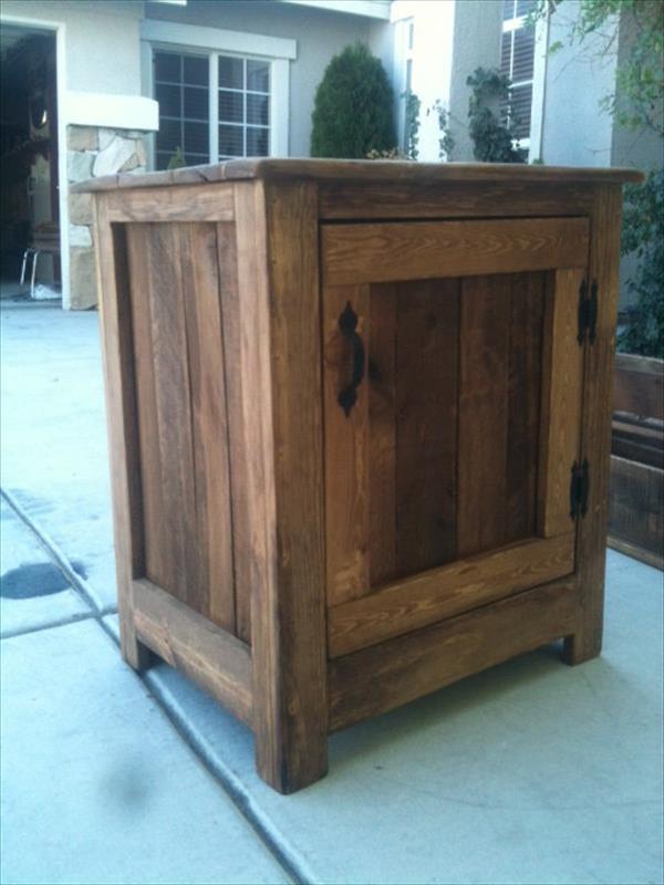 DIY Pallet Nightstand or Floor Cabinet  Pallet Furniture Plans