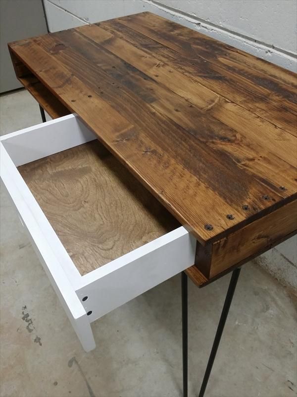 Pallet Recycled Wood Desk with Hairpin Legs | Pallet ...