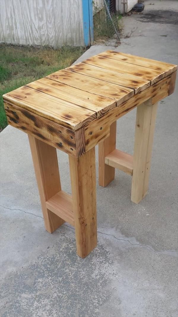 DIY Scorched Pallet End Table | Pallet Furniture Plans