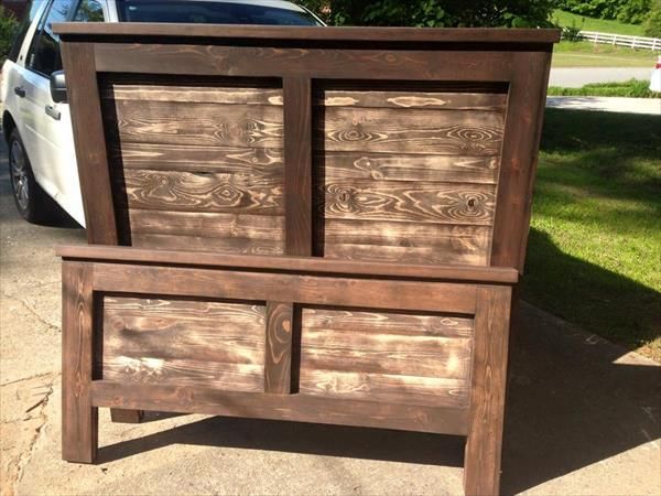 DIY Stained Pallet Rustic Headboards  Pallet Furniture Plans