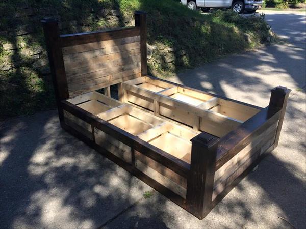 DIY Pallet Bed Frame with Drawers Pallet Furniture Plans