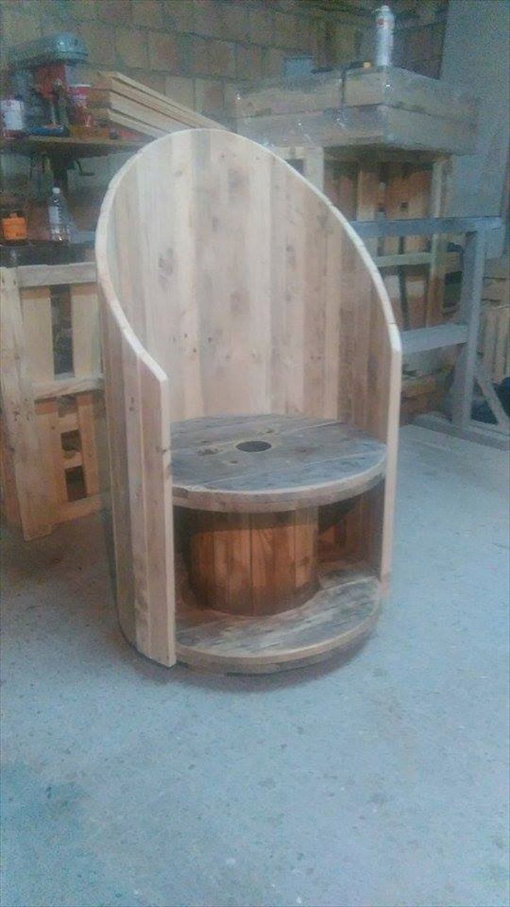 Pallet Wood and Cable Spool Chair  Pallet Furniture Plans