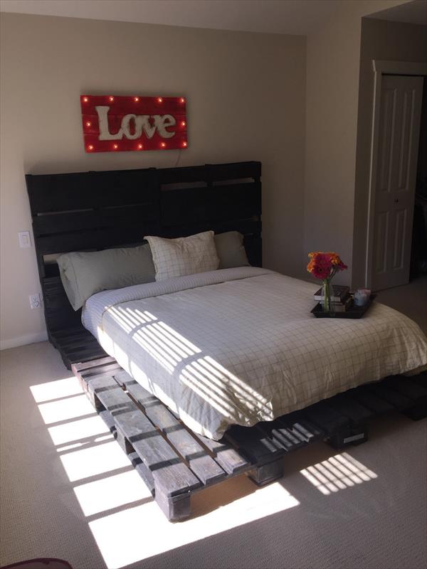 pallet bed platform pallets wooden diy beds furniture frame bedroom stained couch plans making projects unique