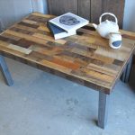 salvaged pallet steel leg coffee table