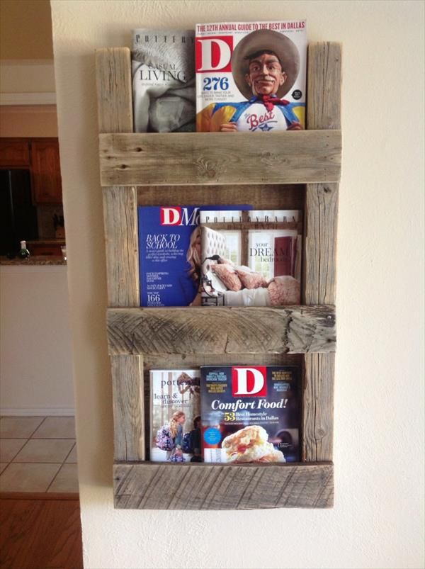 recycled pallet magazine rack