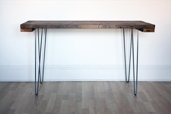 Wood Industrial Console Table With, How To Make A Console Table With Hairpin Legs