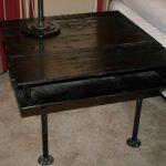 handmade black pallet and iron pipe side table