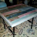 recycled pallet end table with metal base