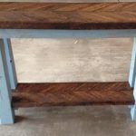 recycled pallet sofa table with chevron pattern