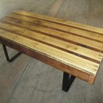 recycled pallet table with flat steel legs