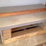 hand-built pallet coffee table with concrete top