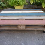 painted pallet patio coffee table with wheels