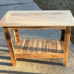 repurposed pallet kitchen island and hallway table