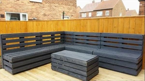 Pallet Corner Sitting Unit And Table Furniture Plans - Diy Pallet Garden Furniture Plans