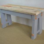A frame bench made of pallets