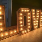 Pallet LOVE marquee letters with lights