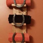 upcycled pallet and horseshoe towel rack