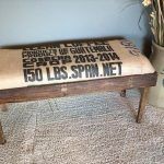 reclaimed pallet entryway bench with burlap cushion