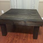 handcrafted pallet and metal coffee table with short beefy legs