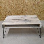 wooden pallet coffee table with metal hairpin legs