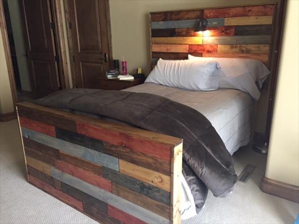 diy wooden headboard with lights