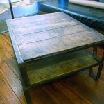 mid century pallet coffee table with metal legs