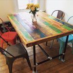 diy pallet and metal pipe dining table