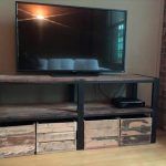 wooden pallet t.v stand with storage crates