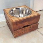 low-cost wooden pallet dog bowl