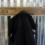 low-cost wooden pallet coat rack