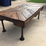 handmade one multi-chevron pallet coffee table with metal pipe legs