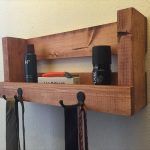robust wooden pallet shelf with hooks