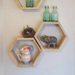 recycled pallet hexagon display shelves