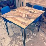 Recycled pallet kitchen table with lightning bolt