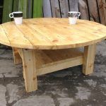 recycled pallet round top coffee table with lower shelf