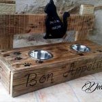 custom wooden pallet cat bowls