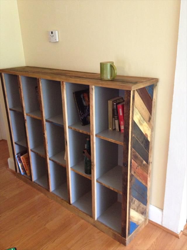 Diy Pallet Bookcase Bookshelf, Pallet Wood Shelving Unit